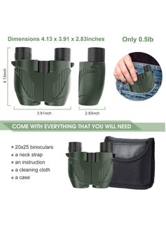 Generic Rodcirant Binoculars 20 x 25 for Adults and Kids, High Power Easy Focus Binoculars with Low Light Vision, Compact Binoculars for Bird Watching and Travel (Green)  - Image 4