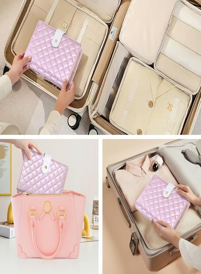 VANITYA حقيبة تنظيم مجوهرات السفر من فانيتيا، حقيبة تخزين مجوهرات مخملية قابلة للطي مع حامل خواتم، وخطافات للقلائد، وحقيبة بسحاب - حقيبة سفر مجوهرات صغيرة الحجم للنساء والفتيات - Image 4