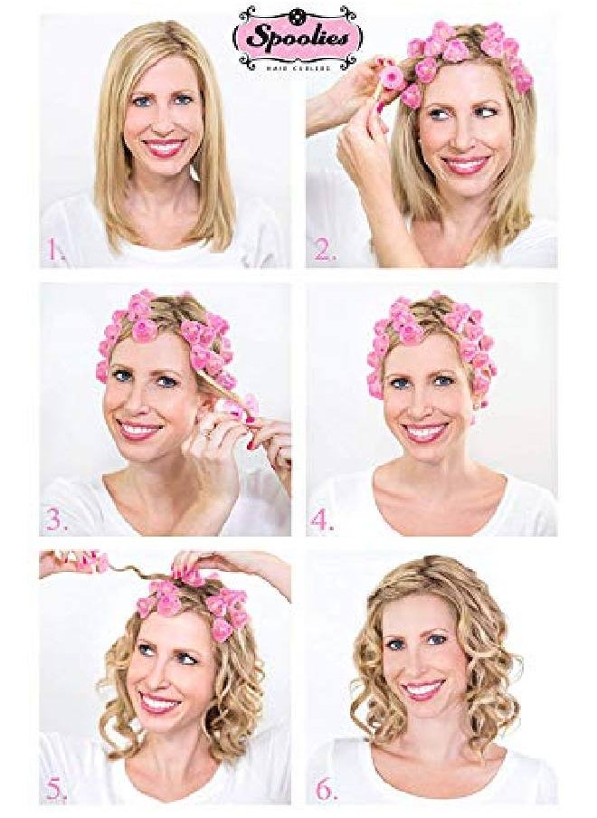 Spoolies - Original Hair Curlers Medium Size 12 Count (Playful Pink) Marvelous Mrs. Maisel Rollers For Retro Styles Hair Extenss + Wigs - Image 1