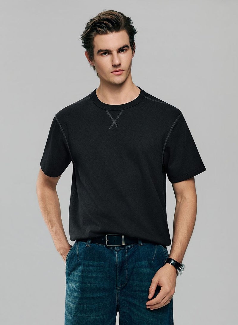 GIORDANO Men’s Regular Fit Stretch Waffle Tee - Image 1