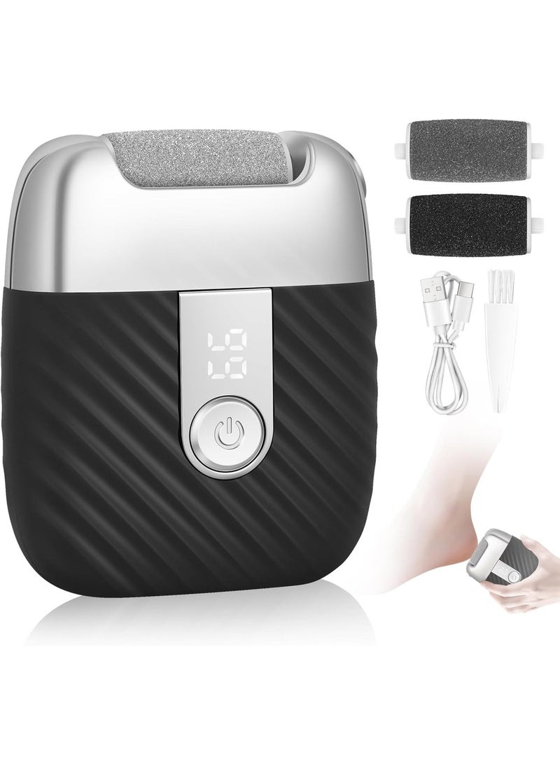 Dark Horse Electric Foot File With 2 Speeds And LED Display, Rechargeable Callus Remover With 3 Shaving Heads (Coarse/Medium/fine), Pedicure Tool For Smoothing And Polishing Hard Skin On Feet (Black). - Image 1