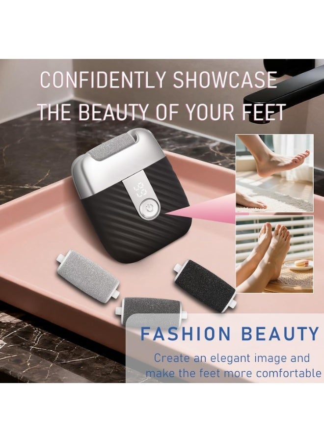 Dark Horse Electric Foot File With 2 Speeds And LED Display, Rechargeable Callus Remover With 3 Shaving Heads (Coarse/Medium/fine), Pedicure Tool For Smoothing And Polishing Hard Skin On Feet (Black). - Image 5
