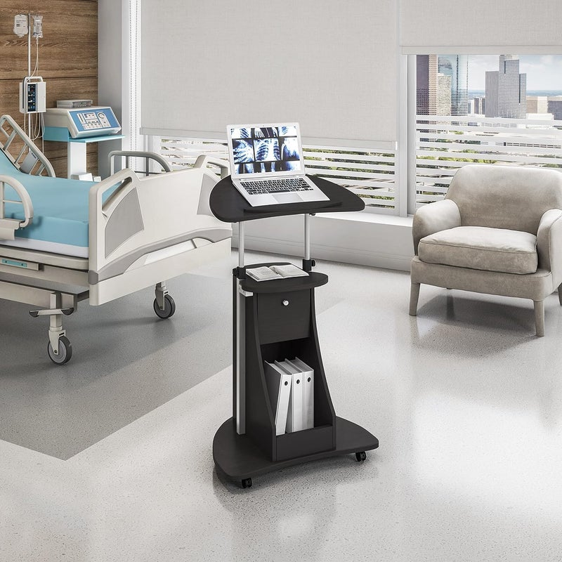 Techni Mobili Sit-to-Stand Mobile Medical Laptop Computer Cart, Black, Adjustable Height, B005 - Image 1