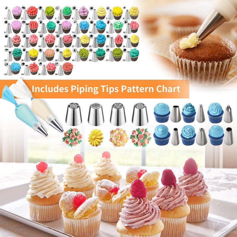 AUKOW Cake Decorating Tools Supplies Kit: 236pcs Baking Accessories with Storage Case - Piping Bags and Icing Tips Set - Cupcake Cookie Frosting Fondant Bakery Set for Adults Beginners or Professional, Blue - Image 5
