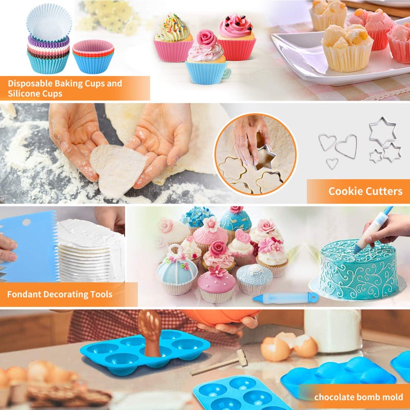 AUKOW Cake Decorating Tools Supplies Kit: 236pcs Baking Accessories with Storage Case - Piping Bags and Icing Tips Set - Cupcake Cookie Frosting Fondant Bakery Set for Adults Beginners or Professional, Blue - Image 4