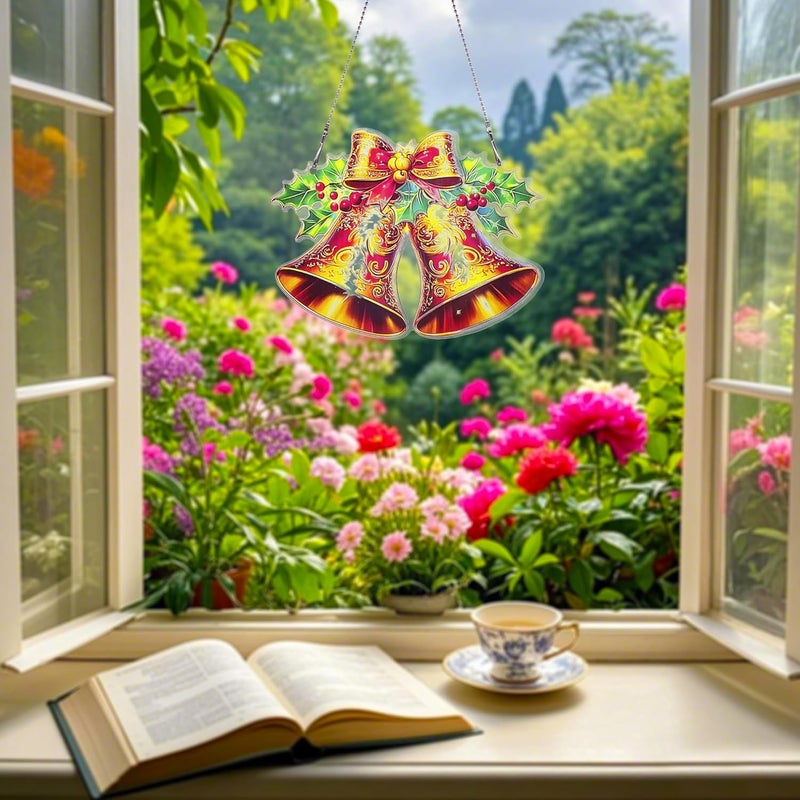 thmnj Christmas Bell Ornaments Colorful Window Hanging Decorations Home Wall Decor for Bedroom Patio Indoor Outdoor - Image 3