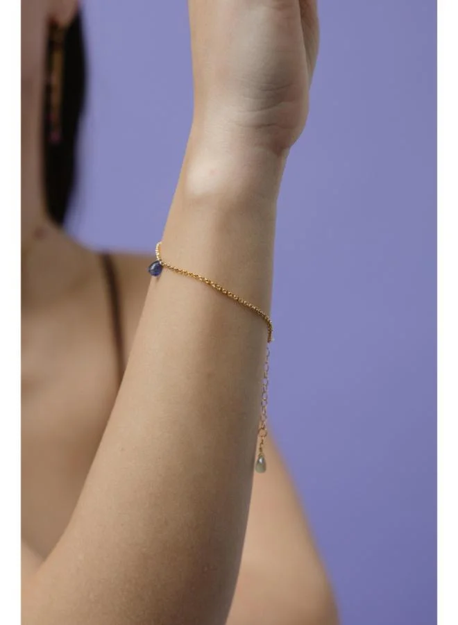 جواندلينا Silver Yellow Gold Plated Bracelet with Semi Precious Stones