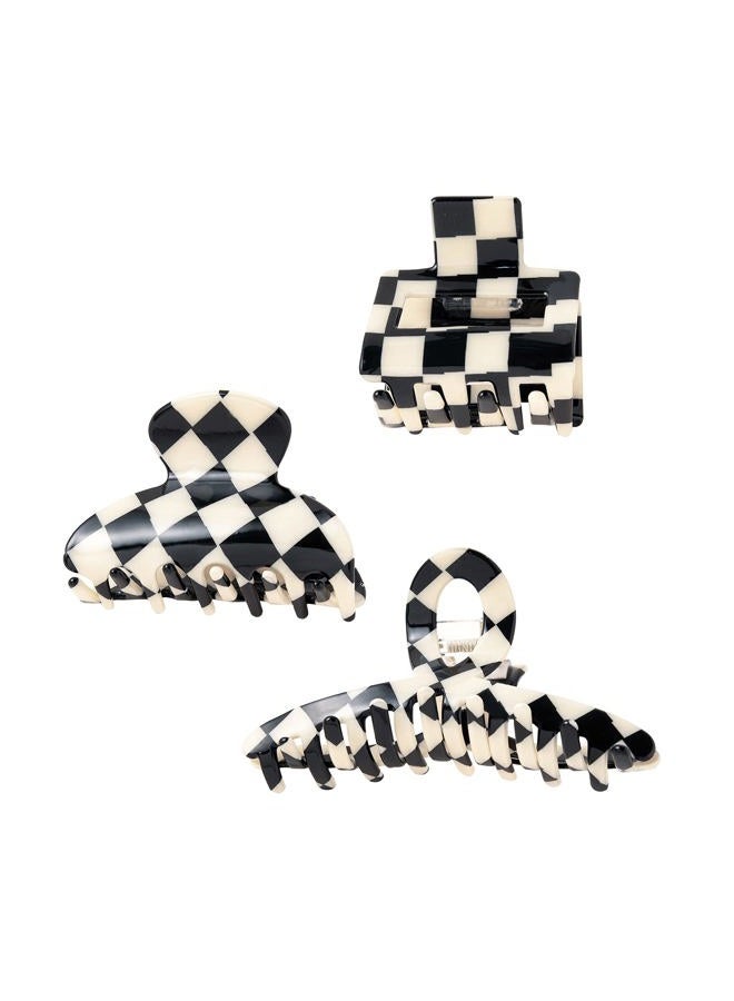 TODEROY Checker Claws Tortoise Barrettes Claw Clips for Women No-Slip Grip Lattice Design Hair Jaw Clips Clamp 80's Aesthetics Large Hair Accessories for Girls - Image 1