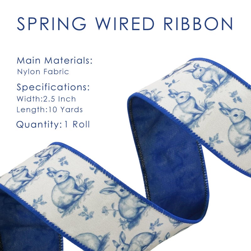 LaRibbons Easter Ribbon Wired, 2.5 Inch x 10 Yards, Reversible Wired Ribbon for Easter Baskets Spring Crafts Wrapping Wreath Bow DIY Decorative - Image 4