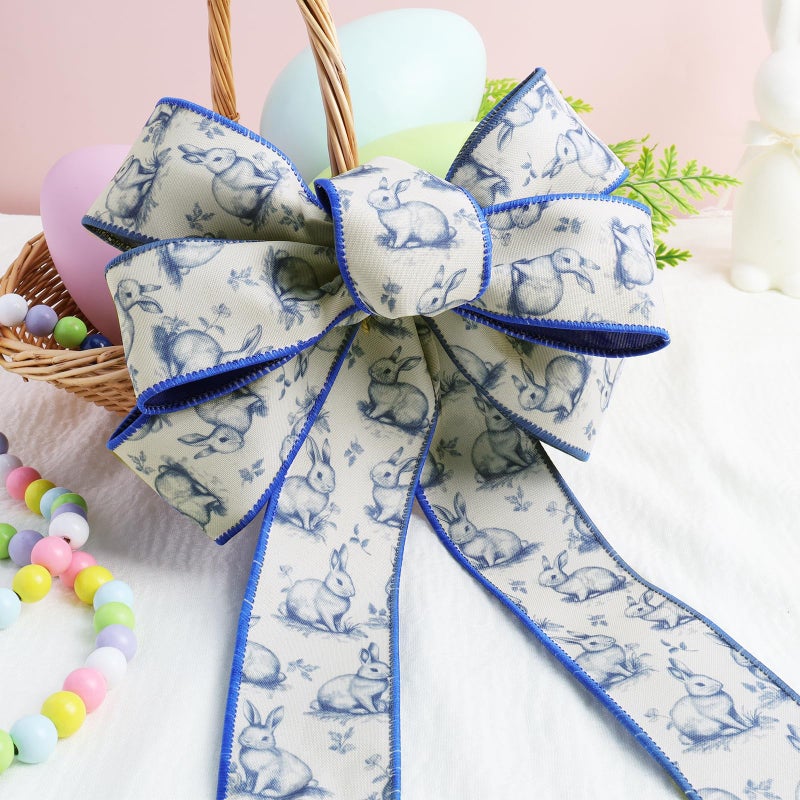LaRibbons Easter Ribbon Wired, 2.5 Inch x 10 Yards, Reversible Wired Ribbon for Easter Baskets Spring Crafts Wrapping Wreath Bow DIY Decorative - Image 2