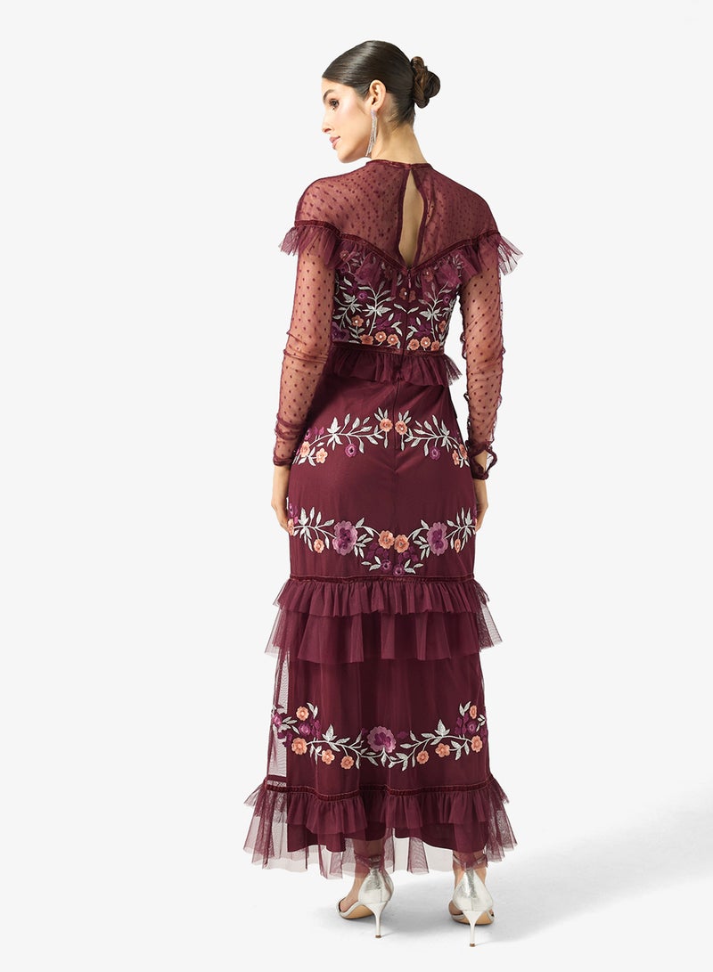 فروك اند فرل فستان ميدي مكشكش بياقة دائرية - Image 2