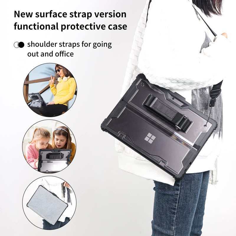 AOAO for Microsoft Surface Pro 11/10/9 Case with Shoulder Strap, Hand Strap, Stylus Pen Holder, Rugged, Shock-Absorbing and Drop-Resistant - Image 5