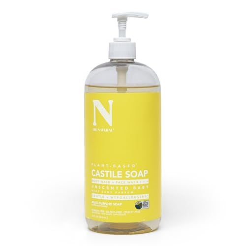 Dr. Natural Castile Liquid Unscented Baby Soap, Mild, 32 oz - Plant-Based - Made with Organic Shea Butter - Rich in Essential Oils - Sulfate and Paraben-Free, Cruelty-Free - Multi-Purpose Soap - Image 1