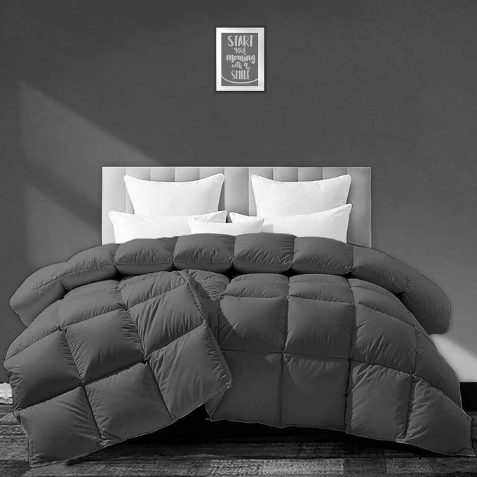 500 GSM WINTER COMFORTER DOUBLE BED SIZE 90X100 PREMIUM COLLECTION HEAVY WINTER QUILTED COMFORTER 500 GSM MICROFIBER FILL DUVETBLANKET DOUBLE BED DARK GREY COLOR
