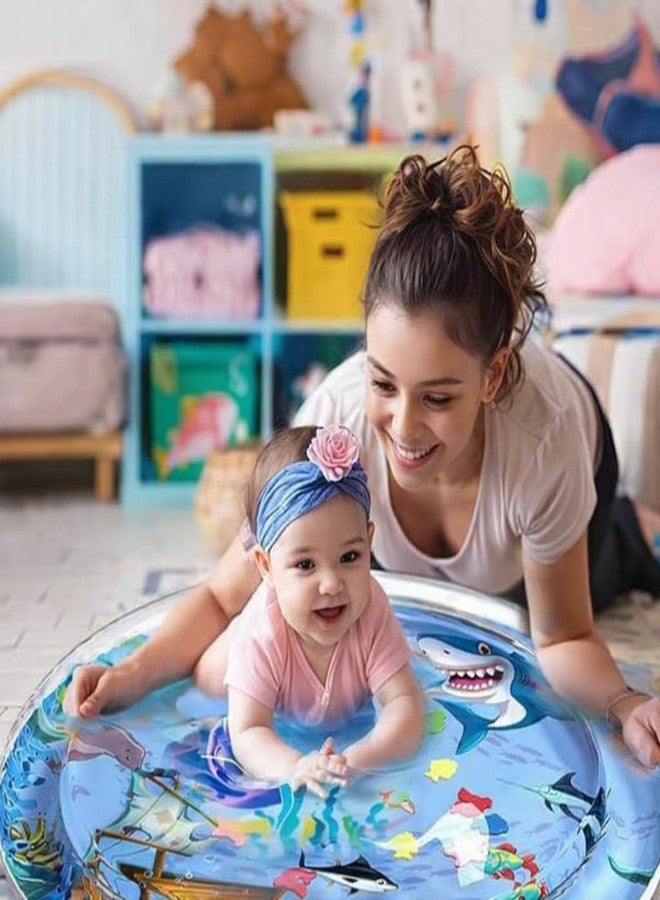 ZURATO Baby Kids Water Play Mat Toys Inflatable Tummy Time Water Play Mat and Toddlers Perfect Fun Activity Inflatable Mat, Outdoor Water Play Mat for Baby (Large Size: 40 x 40 x 2.5 inches), Blue - Image 2