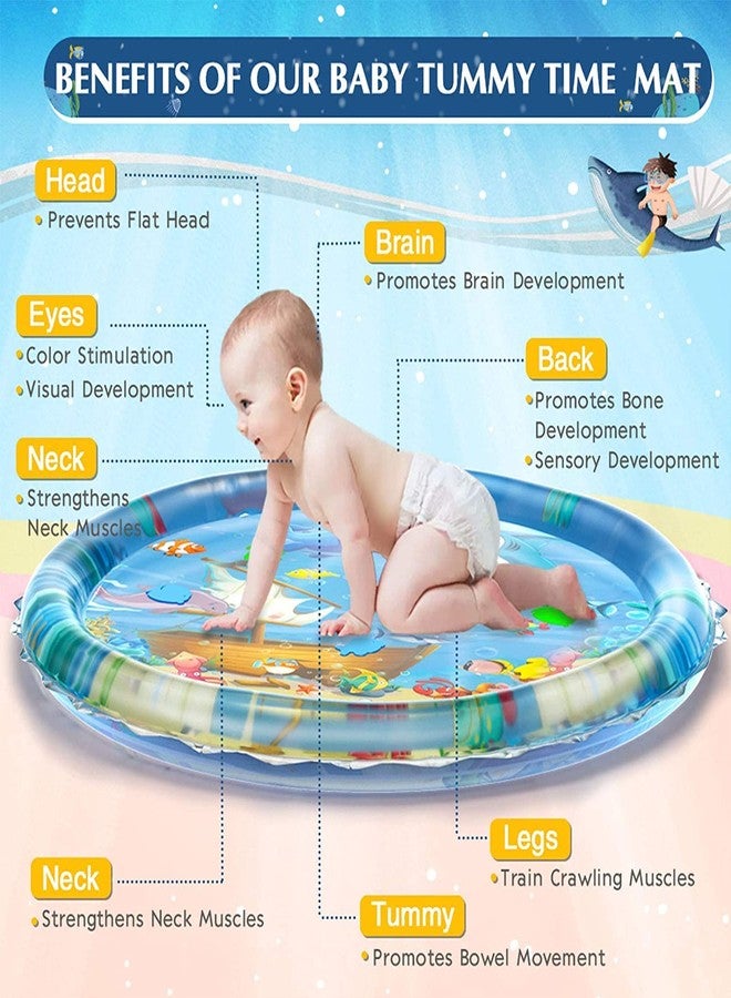 ZURATO Baby Kids Water Play Mat Toys Inflatable Tummy Time Water Play Mat and Toddlers Perfect Fun Activity Inflatable Mat, Outdoor Water Play Mat for Baby (Large Size: 40 x 40 x 2.5 inches), Blue - Image 5