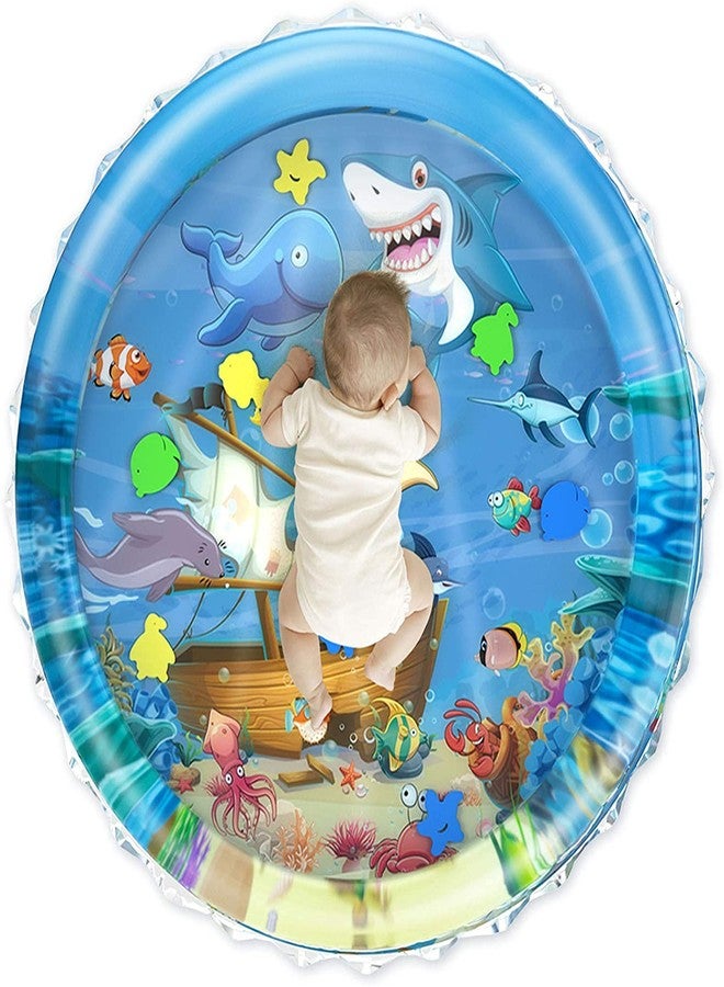 ZURATO Baby Kids Water Play Mat Toys Inflatable Tummy Time Water Play Mat and Toddlers Perfect Fun Activity Inflatable Mat, Outdoor Water Play Mat for Baby (Large Size: 40 x 40 x 2.5 inches), Blue - Image 1
