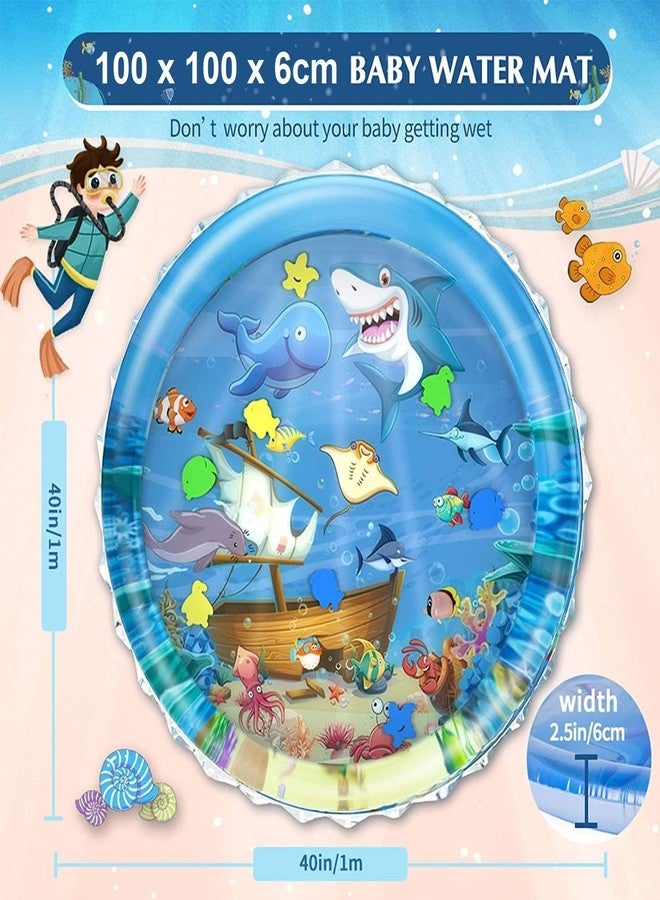 ZURATO Baby Kids Water Play Mat Toys Inflatable Tummy Time Water Play Mat and Toddlers Perfect Fun Activity Inflatable Mat, Outdoor Water Play Mat for Baby (Large Size: 40 x 40 x 2.5 inches), Blue - Image 4