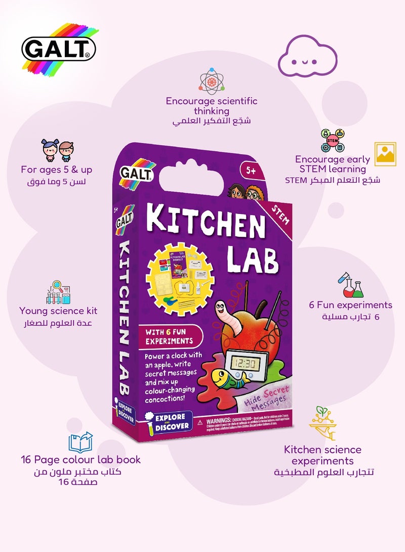 Galt Toys Kitchen Science Lab Kit for Kids | 6 Fun Experiments | STEM Learning Set | Age 5+ | Includes Apple Clock & Lab Book | Size: 15.1 x 3.5 x 26.5 cm - Image 3