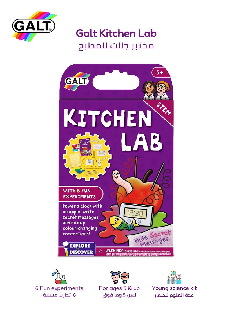 Galt Toys Kitchen Science Lab Kit for Kids | 6 Fun Experiments | STEM Learning Set | Age 5+ | Includes Apple Clock & Lab Book | Size: 15.1 x 3.5 x 26.5 cm - Image 1