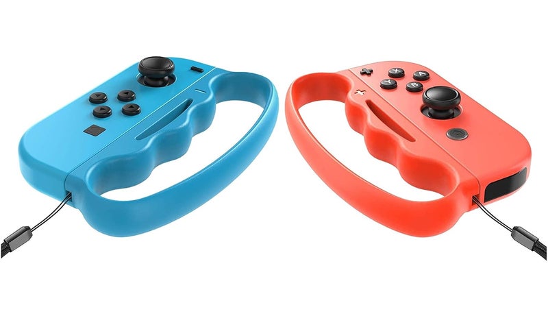 FANPL Fitness Boxing Hand Grips for Nintendo Switch & OLED Model JoyCon, Upgrade Fit Boxing Clasp Accessories Handle for Adults and Children, Enhance Your Gaming Experience, 2 Packs (Blue and Red) - Image 1