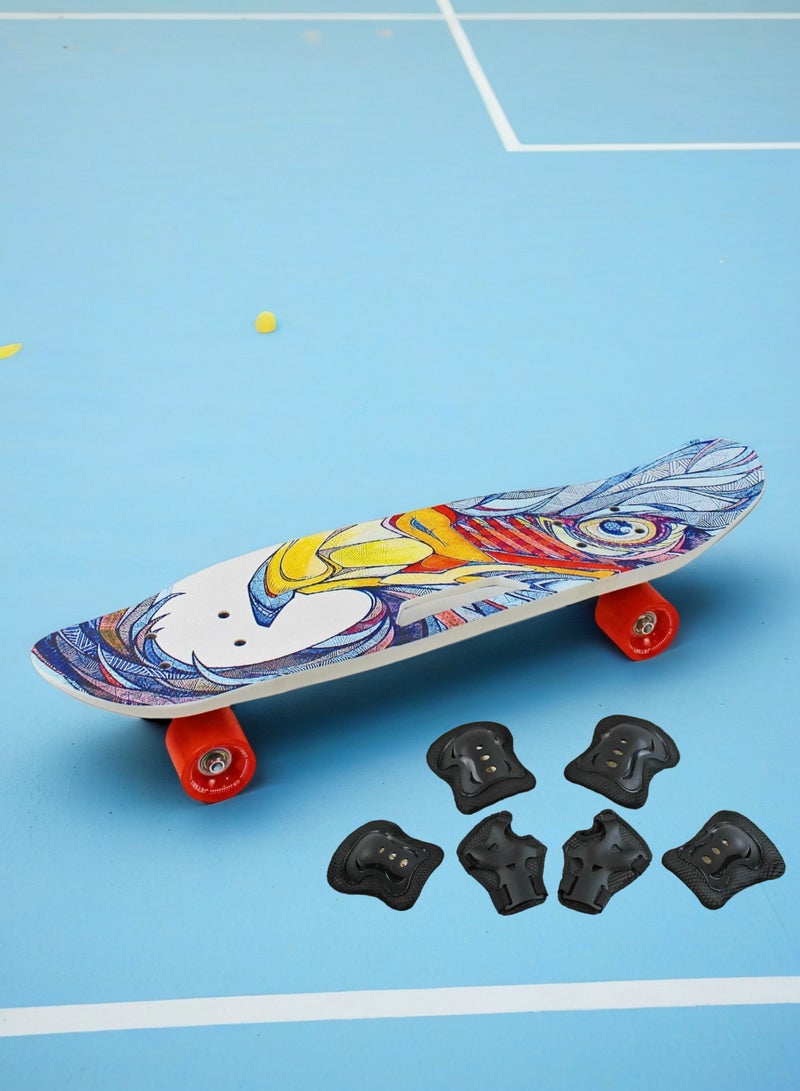 إيزي فيتشور لوح تزلج EASY FUTURE Penny Board للأطفال من سن 6 إلى 12 عامًا - لوح تزلج قصير كامل Cruiser Board للشباب والمراهقين والمبتدئين بما في ذلك مجموعة معدات الحماية - Image 1