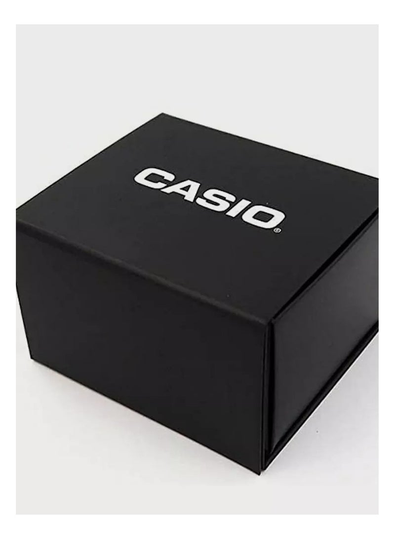 Casio LTP-V009D-2EUDF Women's Rectangular Petite Stainless Steel Blue Dial Dress Watch, gold