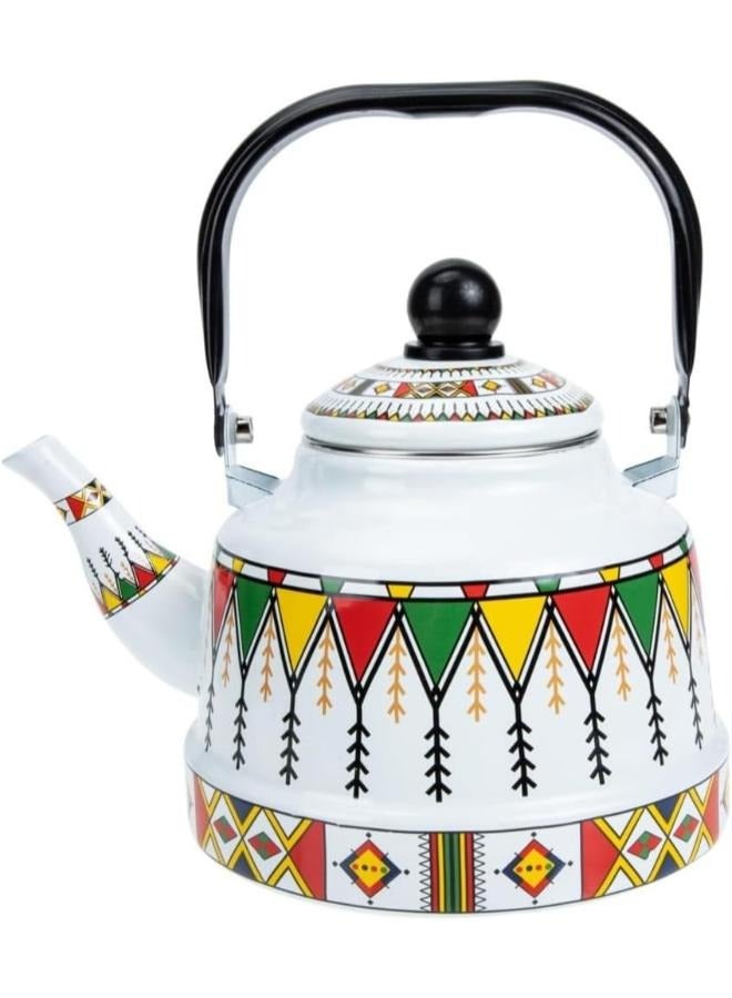 2.5L Enameled Tea Kettle Tea Pot Glazed Portable Stovetop for Home - Image 1