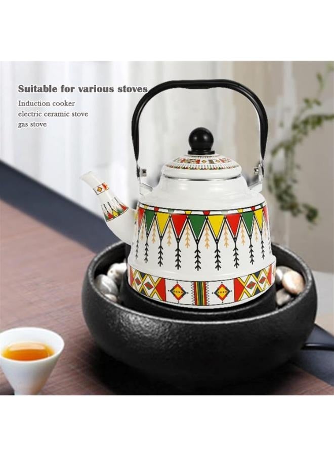2.5L Enameled Tea Kettle Tea Pot Glazed Portable Stovetop for Home - Image 2