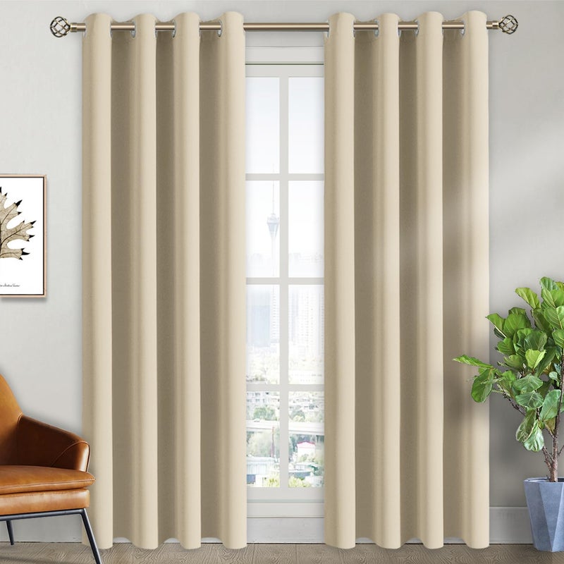 BGment Room Darkening Curtains 84 Inches Long - Grommet Thermal Insulated Drapes Window Treatment Curtains for Bedroom, 2 Panels, 52 x 84 Inch, Beige - Image 1