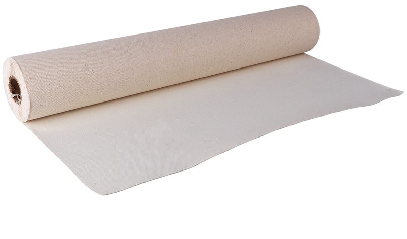 KABEER ART كبير فن روي فنون 10 أوقية قماش قطن متوسط الحبيبات مُعالج للرسم بالزيت والأكريليك، أبيض (16 بوصة × 5 متر) - Image 1