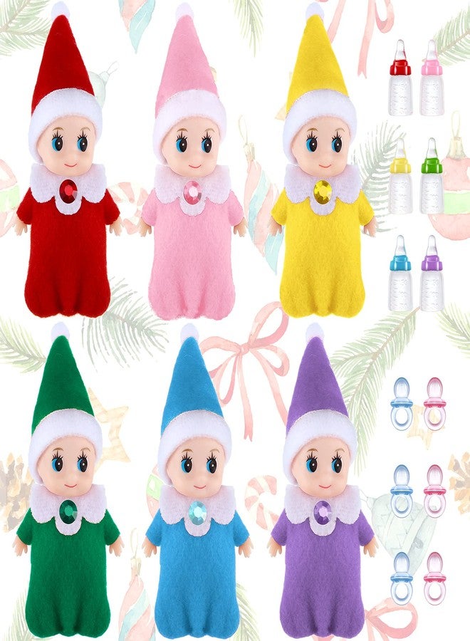 Aoriher 18 Pieces Tiny Elf Twins Set, Christmas Elves Milk Bottles Pacifiers Set, Mini Colorful Cute Plush Gifts for Christmas Xmas Holiday Decoration - Image 1
