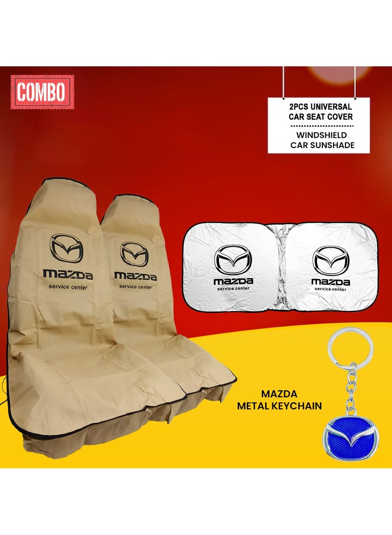 mazda 2 Pieces Car Seat Cover Windshield Car Sunshade Get Free Metal Car Keychain - Image 1