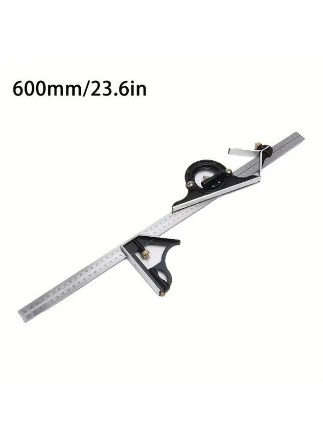Black 600mm 3 In 1 Combination Square Set Multifunctional Stainless Steel Adjustable Angle - Image 1