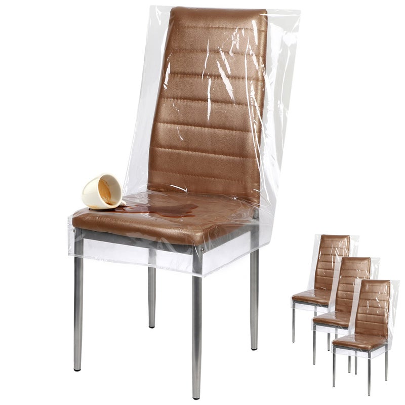 Houseables أغطية كراسي بلاستيكية من هاوسابلز لأغطية كراسي الطعام مقاعد غرفة الطعام أغطية ظهر كراسي مقاومة للماء لغرفة المعيشة المطبخ للقطط فينيل شفاف مقاس 24 × 22 بوصة عبوة 4