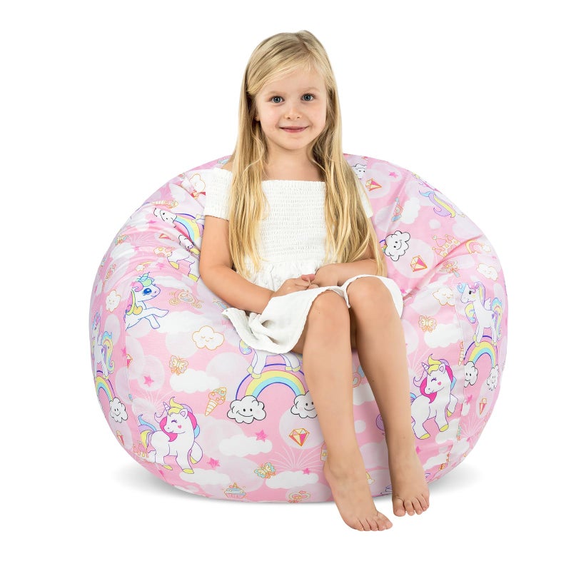 decalsweet Bean Bag Chair for Kids Stuffed Animal Storage Beanbag ChairsToddler Toy Storage Organizer for Girls and BoysLarge 32 Cover OnlyNo Filling