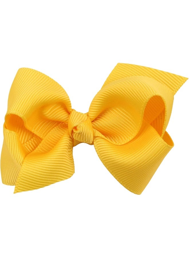 ZOONAI 3 Inch Baby Girl Hair Bows Boutique Hair Clip Teens Toddlers Hairpin Headwear - Set of 2 (Yellow) - Image 2