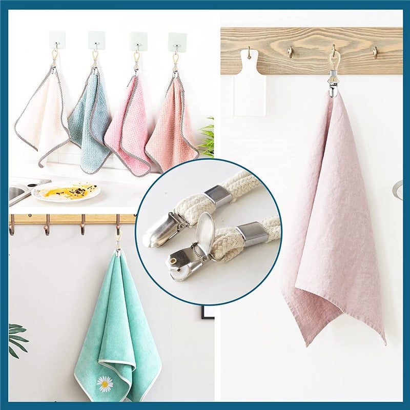 Factory Direct Supply Towel Clip Cotton Rope Bath Towel Clip Anti-Rust Metal Bathroom Clip Towel Clip Cotton - Image 5