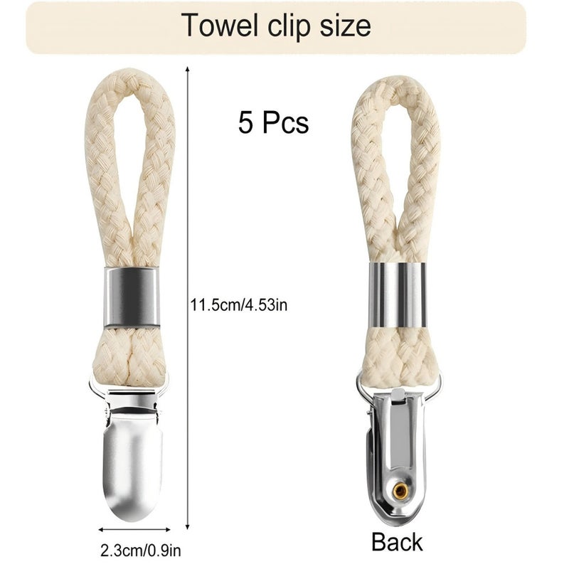 Factory Direct Supply Towel Clip Cotton Rope Bath Towel Clip Anti-Rust Metal Bathroom Clip Towel Clip Cotton - Image 3