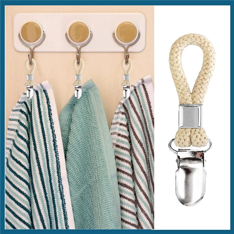 Factory Direct Supply Towel Clip Cotton Rope Bath Towel Clip Anti-Rust Metal Bathroom Clip Towel Clip Cotton - Image 4