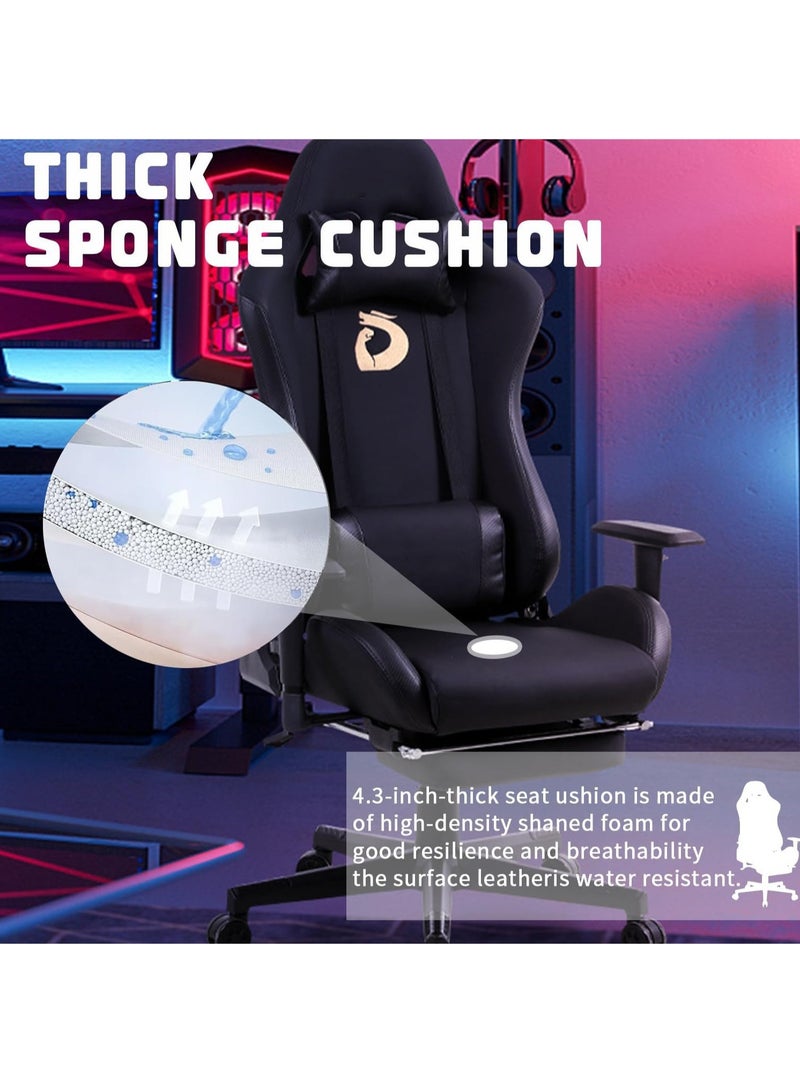 Game Chairs for Adults Ergonomic Design Backrest Seat Adjustable Lifting Swivel Task Chair Seat Back Tilts 180°adjustable Armrests For Computer Games Office With Legrest(Upgrade Black) - Image 4