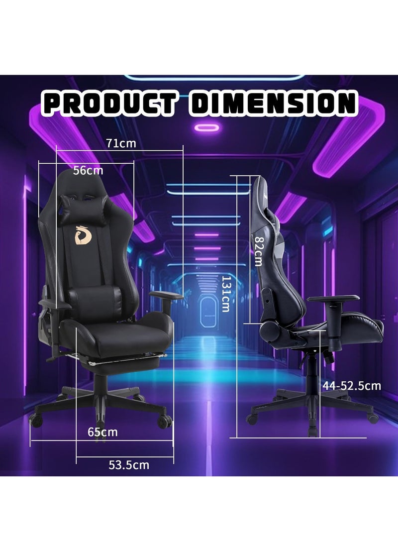 Game Chairs for Adults Ergonomic Design Backrest Seat Adjustable Lifting Swivel Task Chair Seat Back Tilts 180°adjustable Armrests For Computer Games Office With Legrest(Upgrade Black) - Image 5