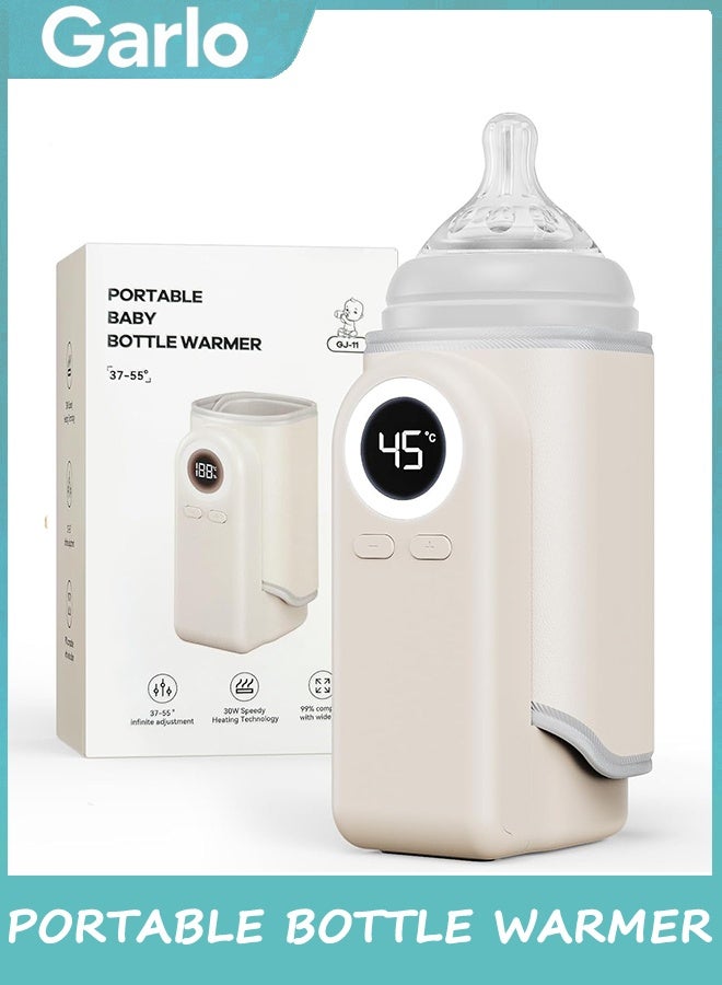 Portable Bottle Warmer for Travel, 4-in-1 Fast-Heating & Precise Temperature, Fast Charging for Breast Milk/Formula Milk Warming,Fit Car, Airplane & On-The-Go Baby Bottle Warmer