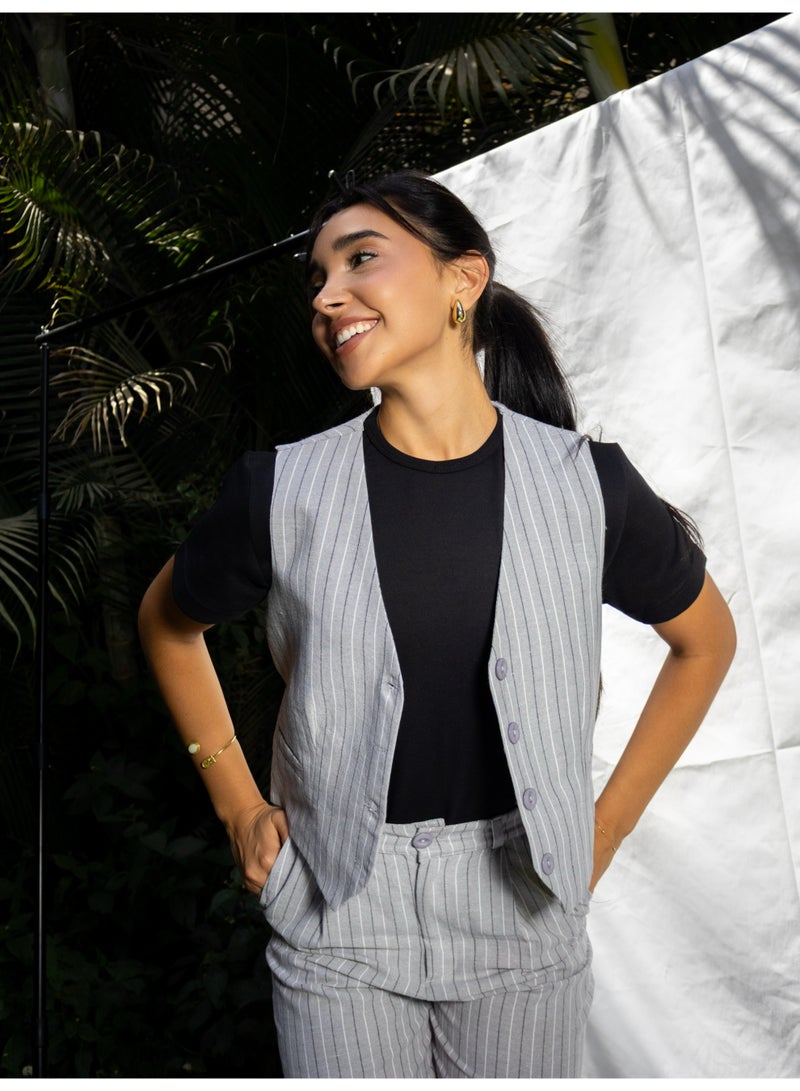 بافو Grey Striped Set - Image 5