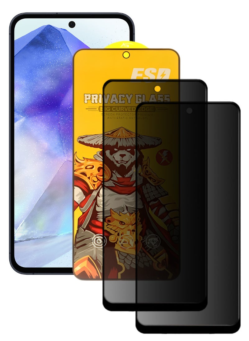 ESD 2 Pieces Tempered Dustproof Privacy Glass Screen Protector Compatible For Samsung Galaxy A55 5G - Image 1