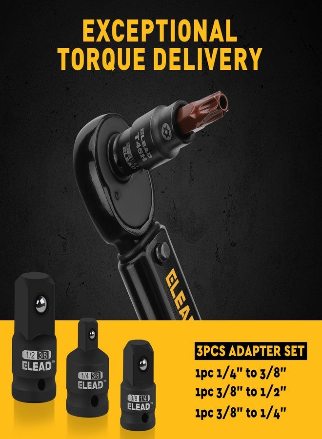 ELEAD مجموعة مفاتيح توركس من إيلياد، 16 قطعة - فولاذ S2 ممتاز، تصميم أوروبي، مقاسات T8-T60 مع محولات، مجموعة مفاتيح نجمية بمقاسات 1/4 بوصة، 3/8 بوصة، و1/2 بوصة | أدوات ميكانيكية احترافية - Image 3