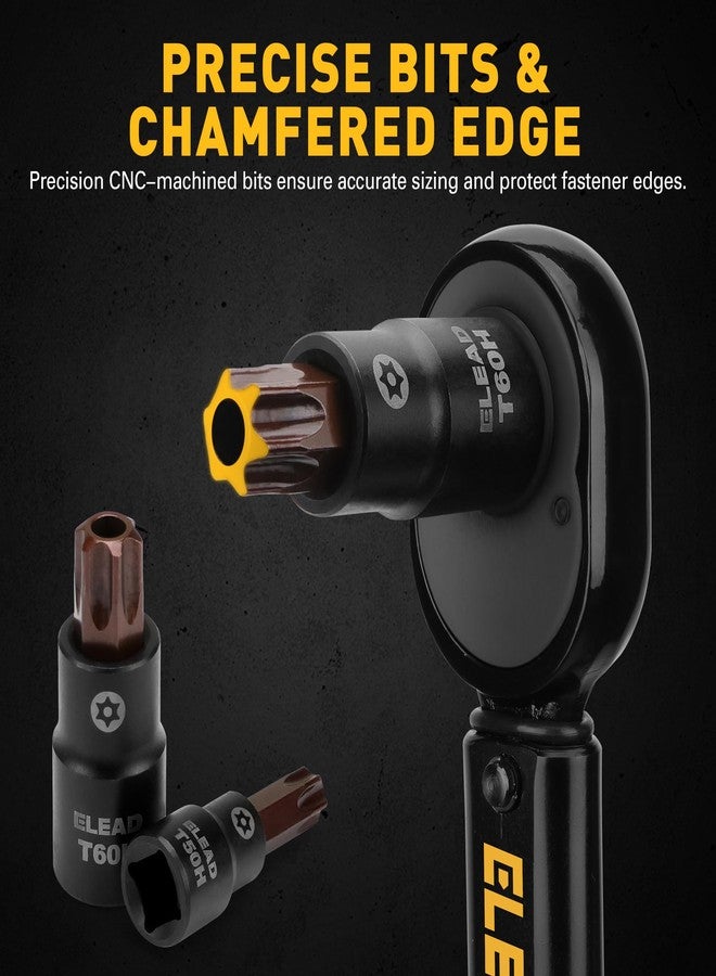 ELEAD مجموعة مفاتيح توركس من إيلياد، 16 قطعة - فولاذ S2 ممتاز، تصميم أوروبي، مقاسات T8-T60 مع محولات، مجموعة مفاتيح نجمية بمقاسات 1/4 بوصة، 3/8 بوصة، و1/2 بوصة | أدوات ميكانيكية احترافية - Image 4