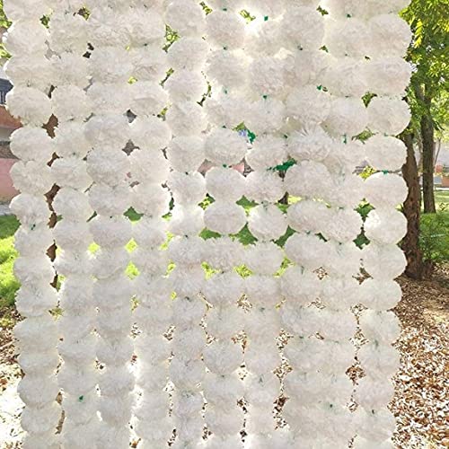 Brikshi Pack of 15 Artificial Marigold Flowers for Decoration Long Marigold Garlands for Decoration Toran Indian genda phool for Wedding & Festival |5 Feet Long |(Pink/White/Pink And White)| 15 Strings - Image 5