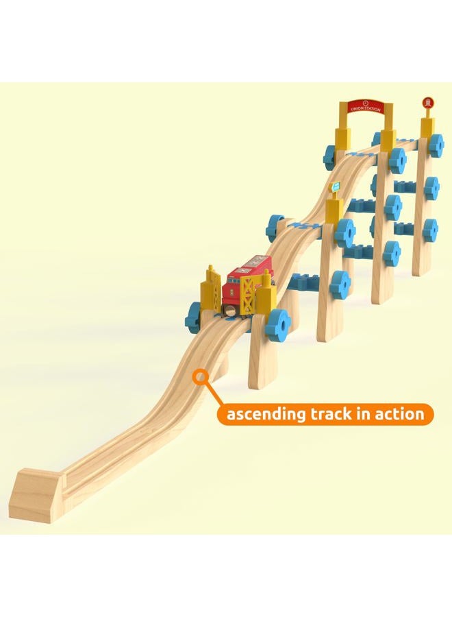 Orbrium Toys Wooden Railway Ascending Tracks, Pack of 8 Compatible with all major wooden railways including Thomas, Brio, Chuggington, Imaginarium - Image 3