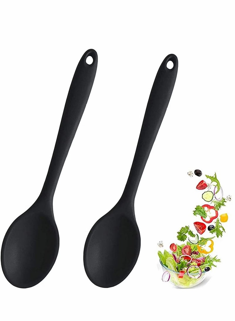 2 Pcs Silicone Spoons, for Cooking Heat Resistant, Hygienic Design Utensi Mixing Spoons Kitchen Baking Stirring Tools Stirring, and Serving - Image 1